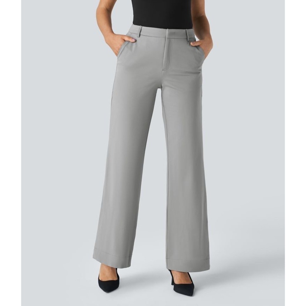 Halara Flex Mid Rise Pocket Straight Leg Work Trousers Pants Career Formal NWT L